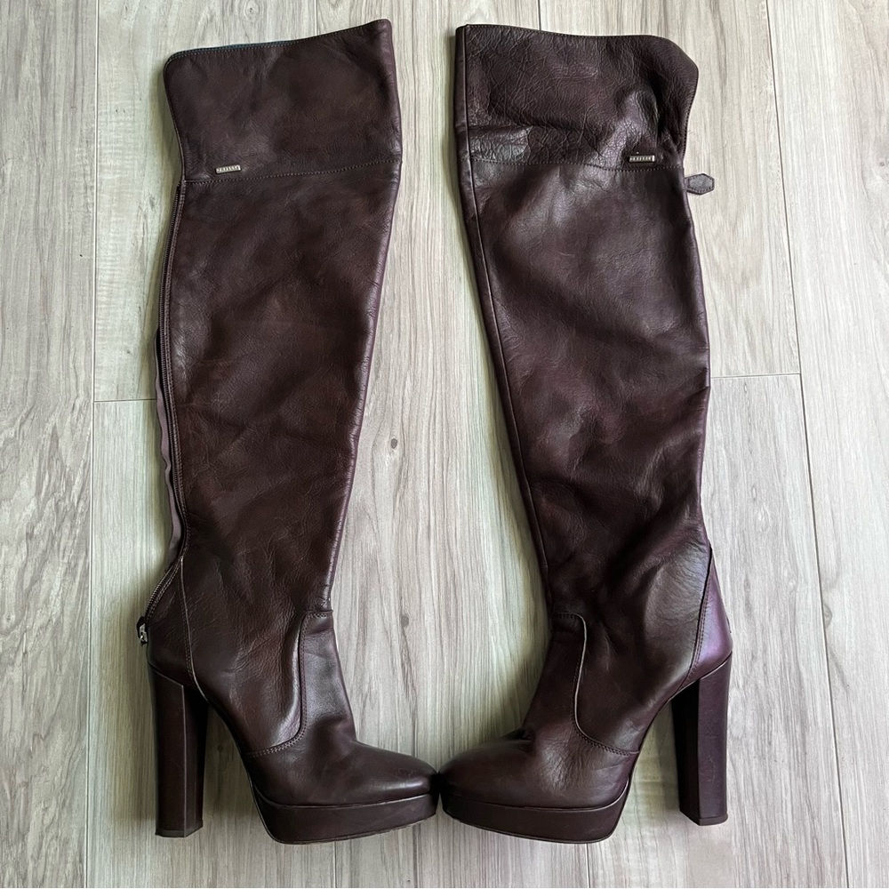 Gianfranco Ferre Dark Brown Over the Knee Boots